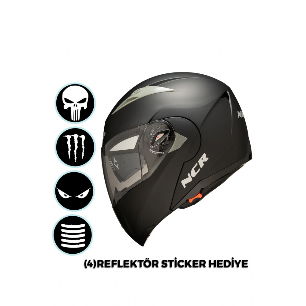 Çene Açılır Mat Kask (ECE BELGELİ)