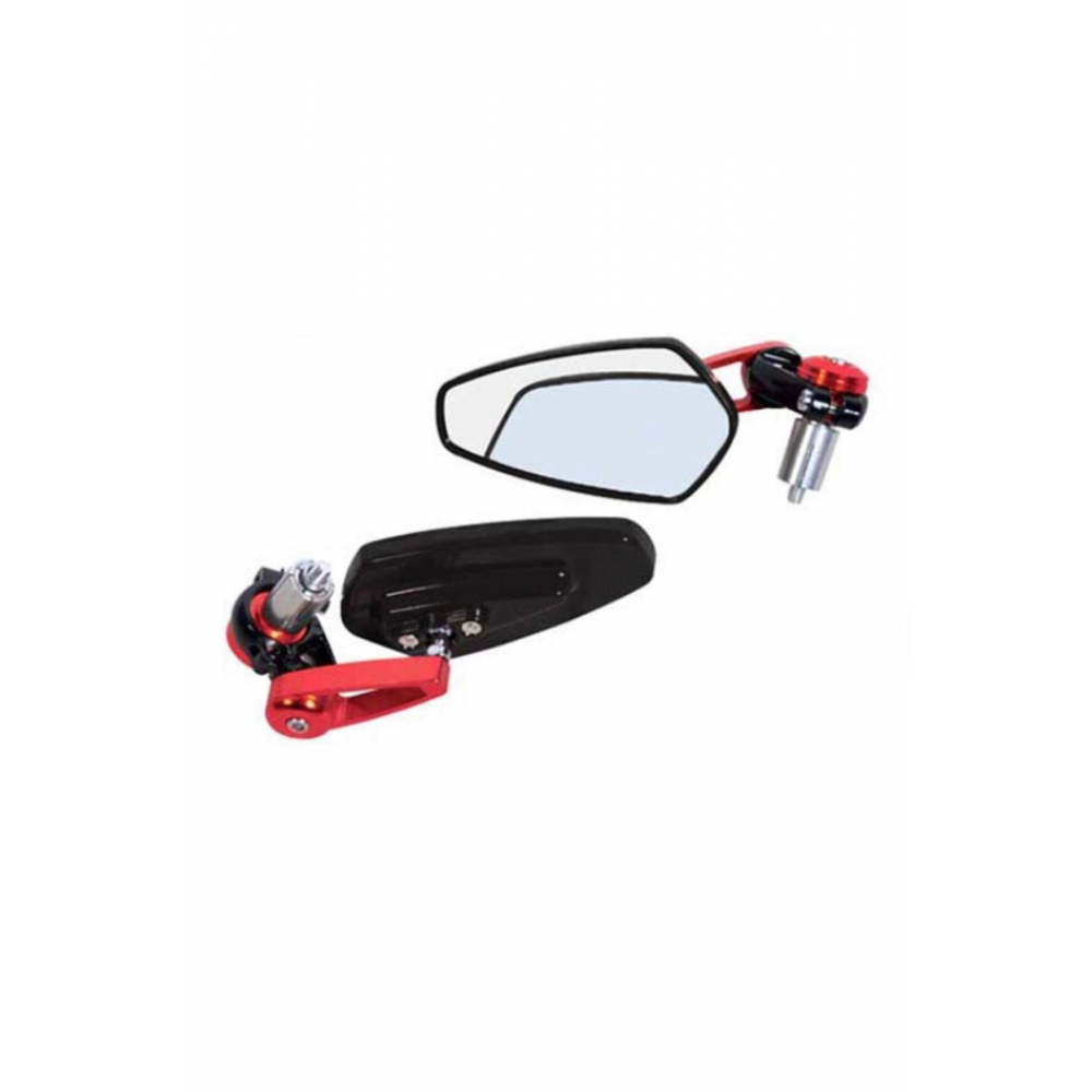 Tez Motor Pro Ga09-0275 Universal Katlanabilir Motorsiklet Gidon Aynası Siyah-kırmızı