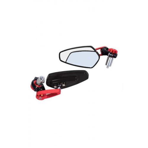 Tez Motor Pro Ga09-0275 Universal Katlanabilir Motorsiklet Gidon Aynası Siyah-kırmızı