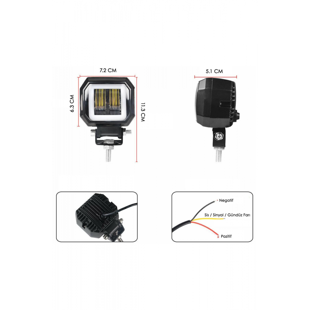 Motosiklet Sis Farı 2 Adet Angel Beyaz Renk
