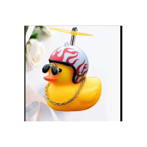 Motorsiklet Bisiklet (YAPIŞKANLI) Aksesuar Ördek Araba Süsü Alev Şapkalı