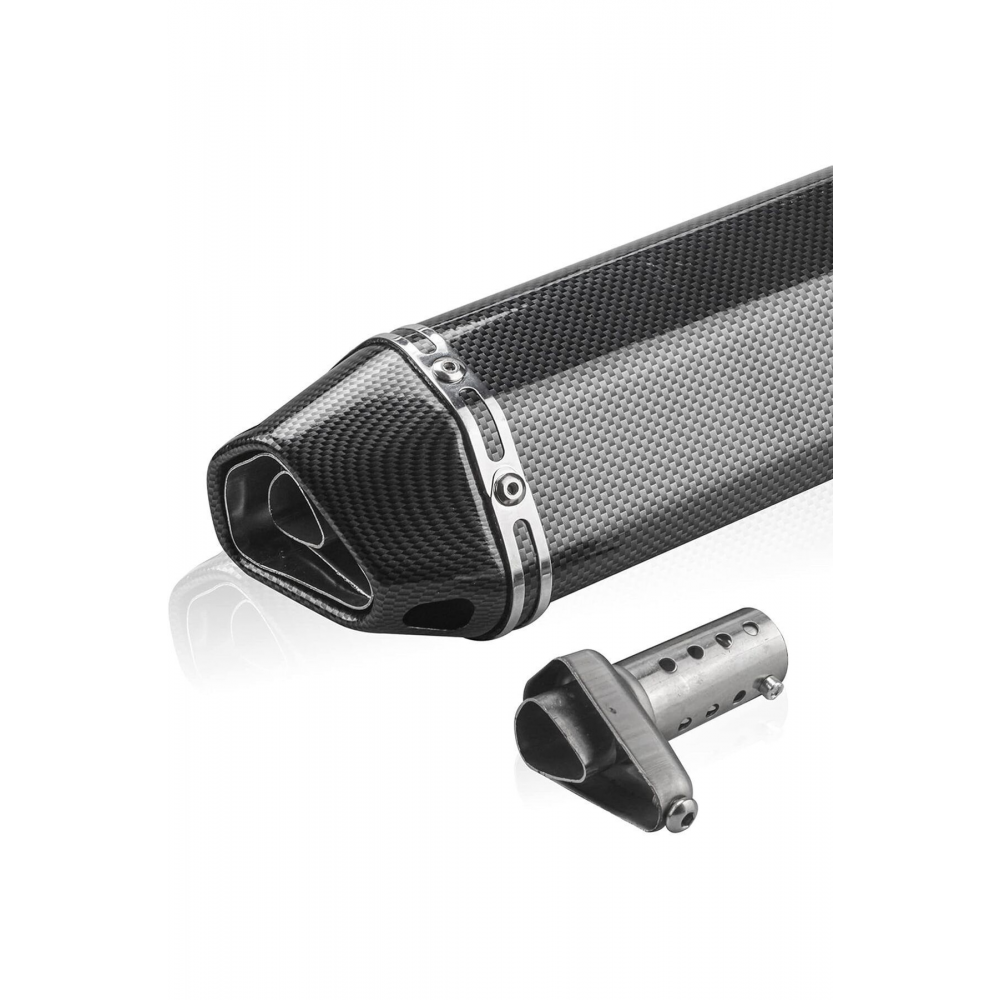 Egzoz Karbon Görünümlü Tüp Egzoz Susturuculu Paslanmaz Çelik