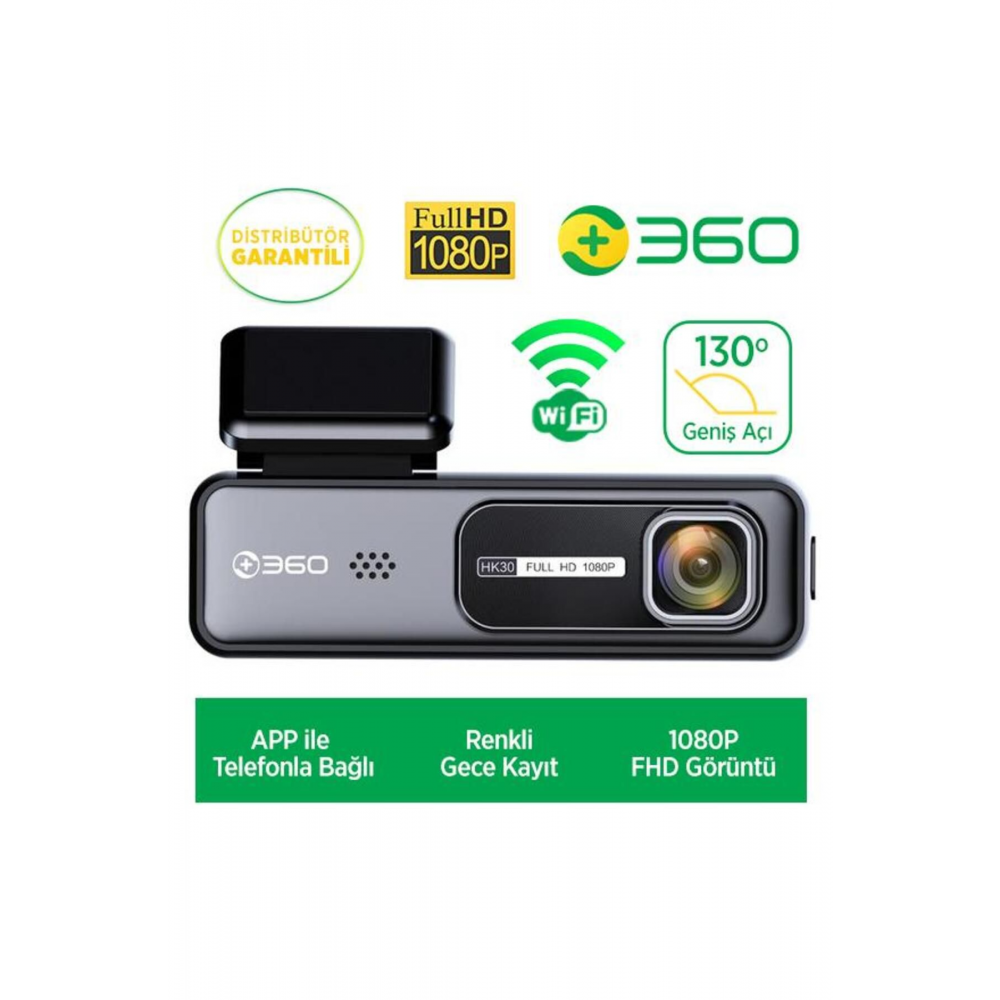 360 Hk30 Wifi 1080p 130° Geniş Açı Gece Görüşlü Akıllı Araç Içi Kamera