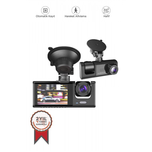 TA-01 Siyah 1080p Araç içi 3 Kameralı Lcd Ekranlı Gece Görüşlü , G-sensör , Geri Görüş Kamera