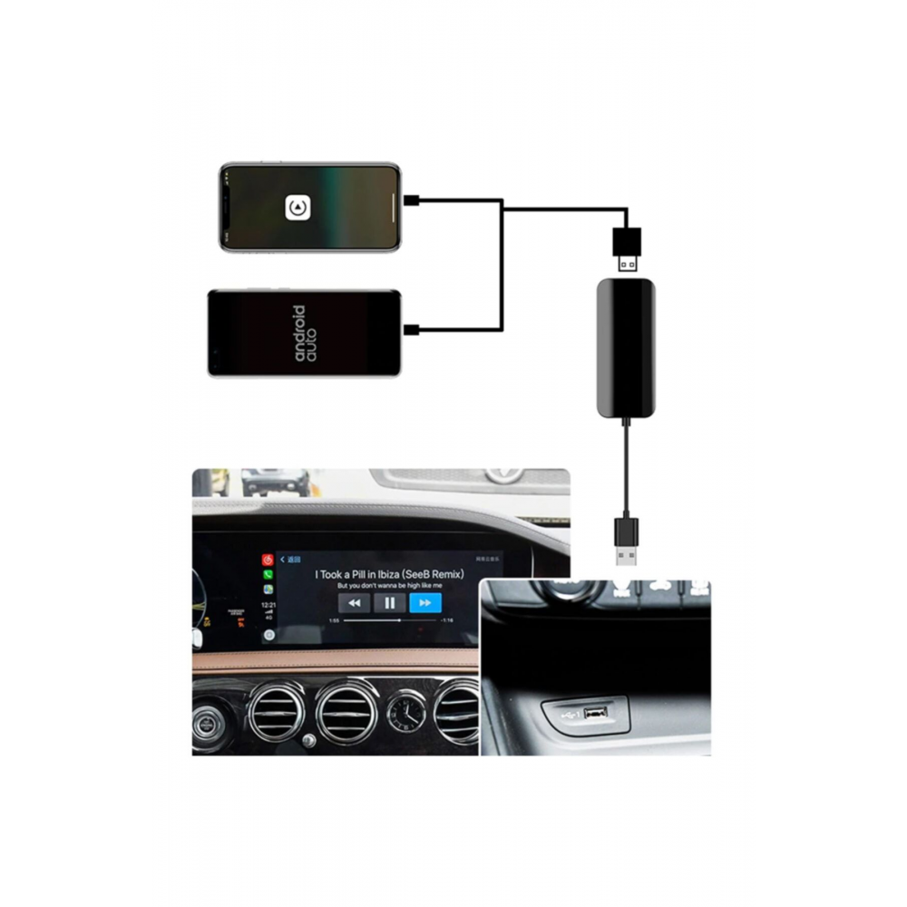 Apple Carplay Android Carplaye Çevirici Multimedya Usb Adaptör
