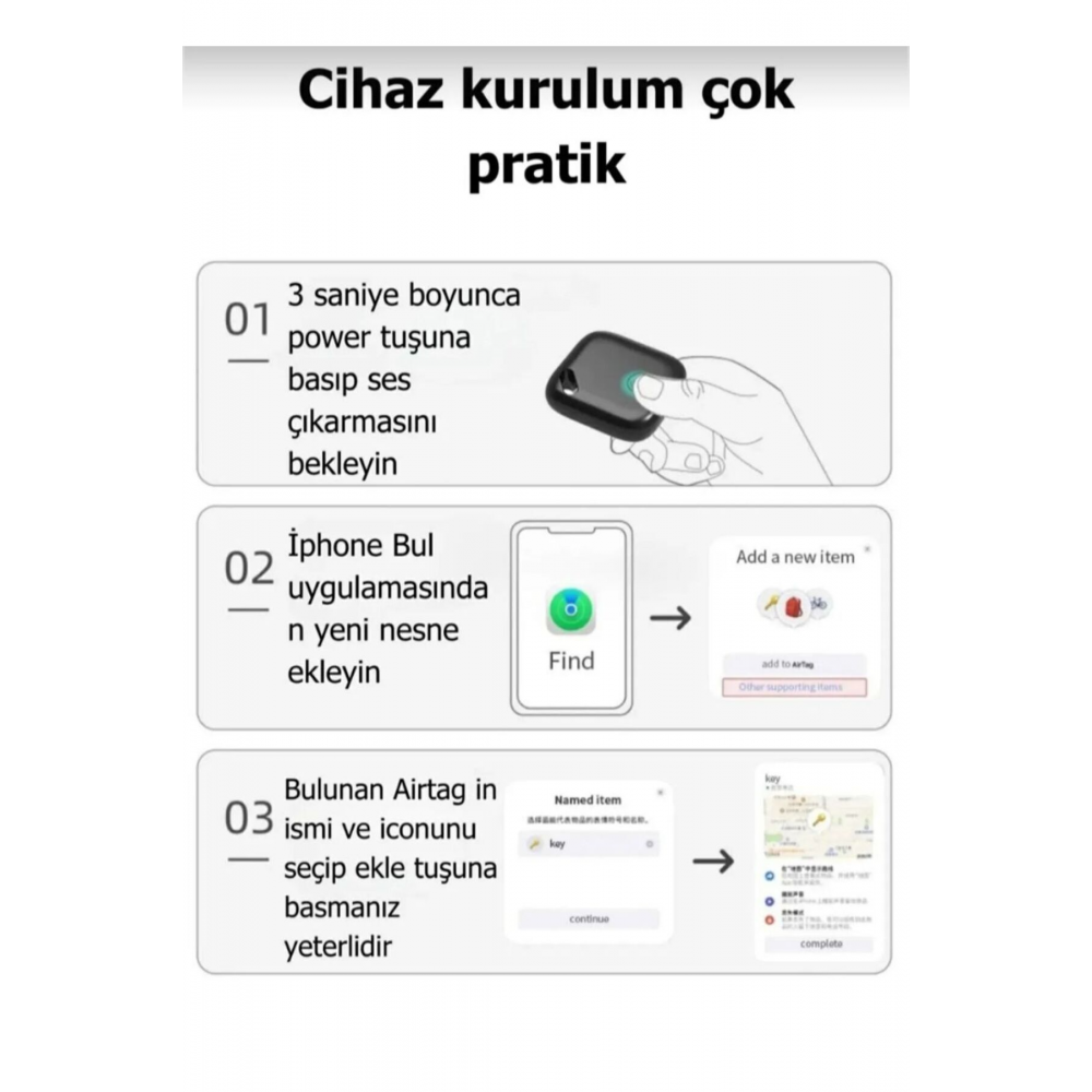Apple uyumlu Tag Akıllı Takip Cihazı