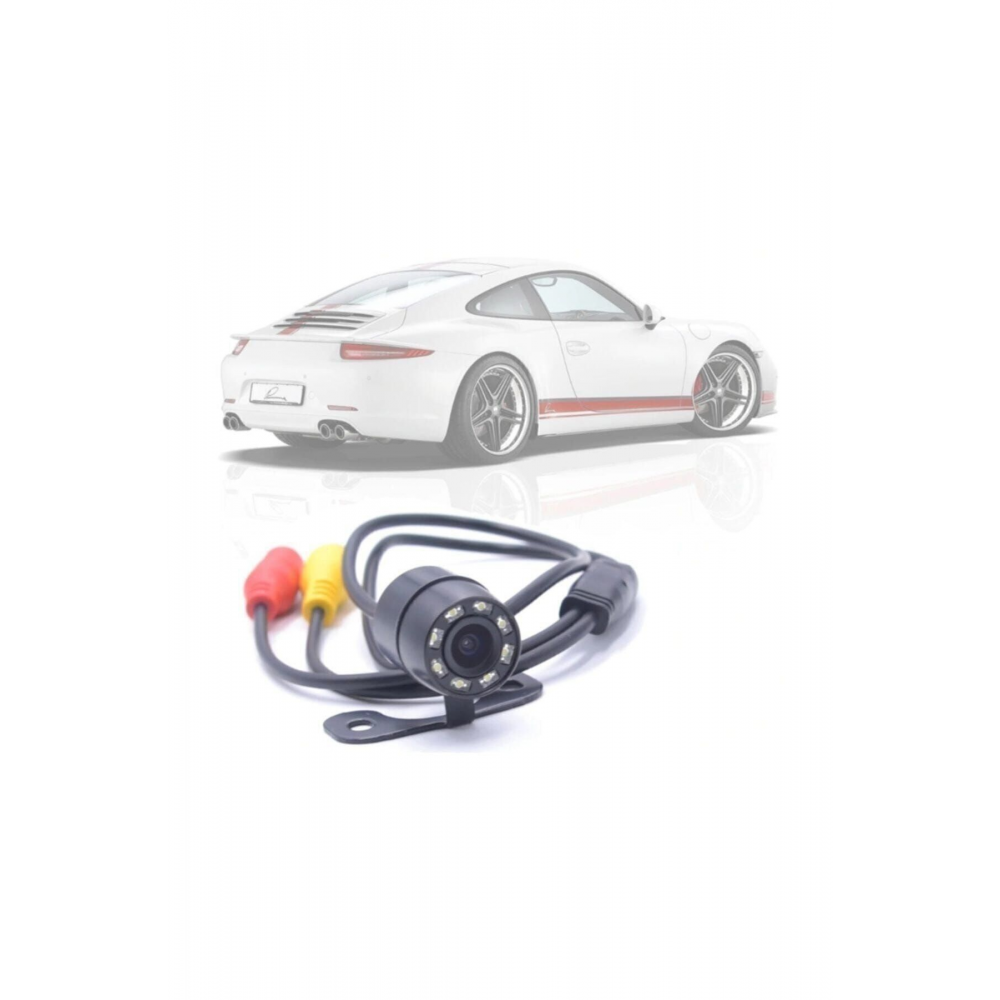 Araba Geri Görüş Kamerası 8 Ir Ledli Gece Görüşlü Çift Aparatlı Mesafe Çizgili