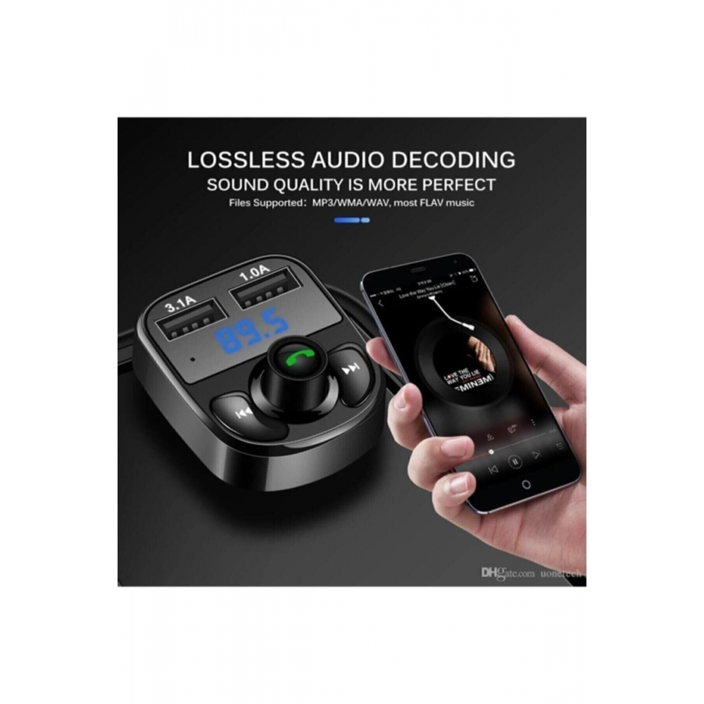 Car X8 Araç Fm Transmitter 5.0 Bluetooth Araç Kiti Usb Mp3 Sd Kart Çakmaklık Girişli 2022 Model