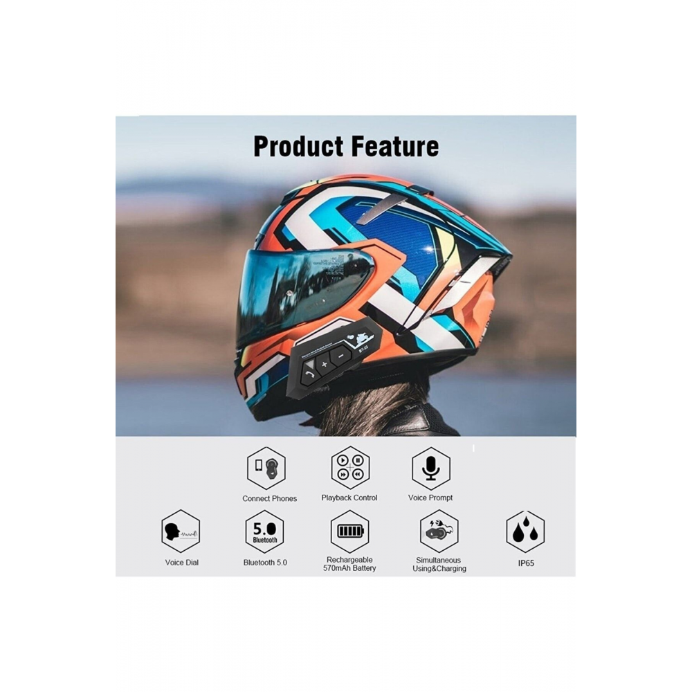 Kask Kulaklık Bt22 Bluetooth Motosiklet Kulaklık 5.0 Bluetooth Intercom Motosiklet Kulaklık