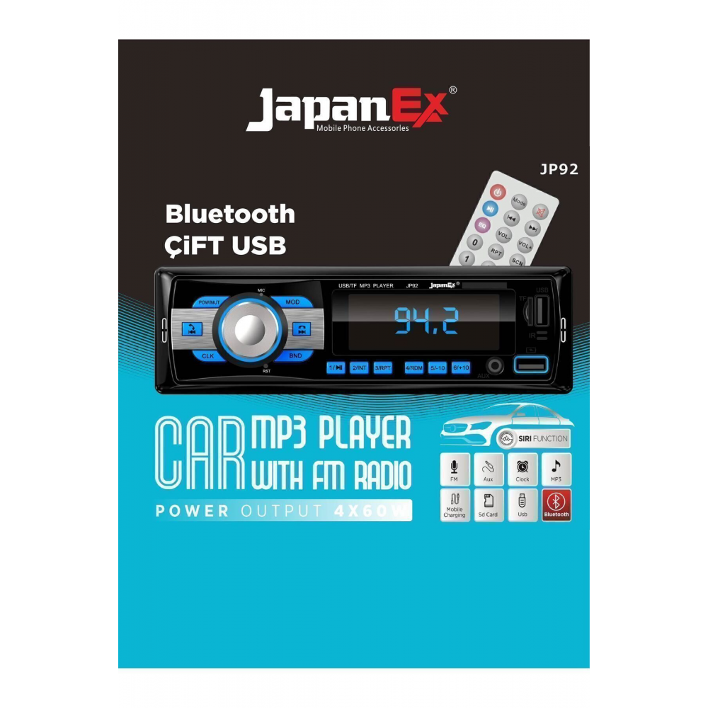 Çift Usb Bluetooth Oto Teyip Araba Teyibi Japanex Teyb Jp92
