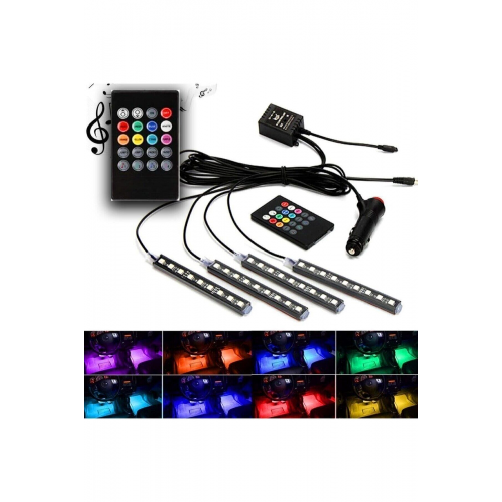Araç Içi Ayak Altı Led Sese Duyarlı 12'li - Rgb