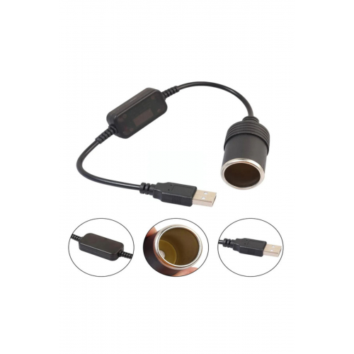 Çakmaklık Fişi Çevirici Çakmak Dönüştürücü USB 2.0 5 Volt 2 Amper To 12 Volt 0.8 Amper