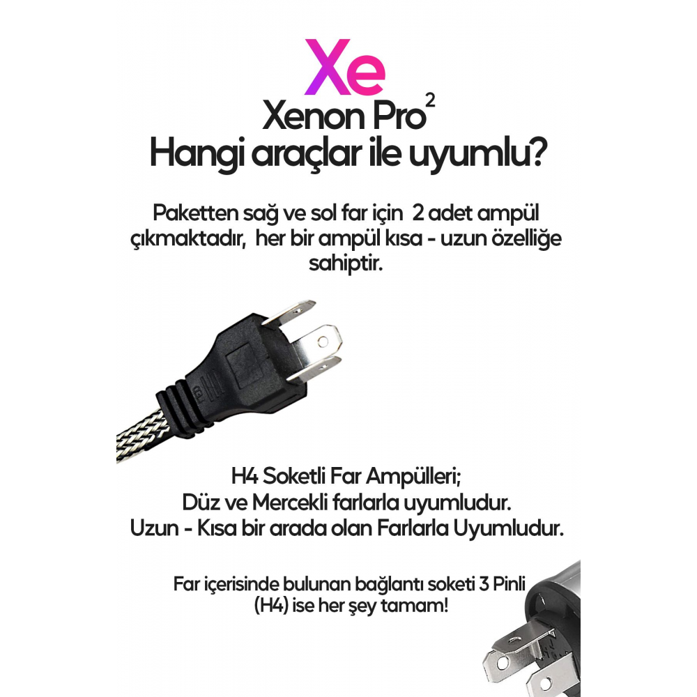 2023 Yeni Model - Zenon H4 Led Araba Far Ampül Xenon Led Uzun Kısa 10800 Lümen Şimşek Etkili 6000k