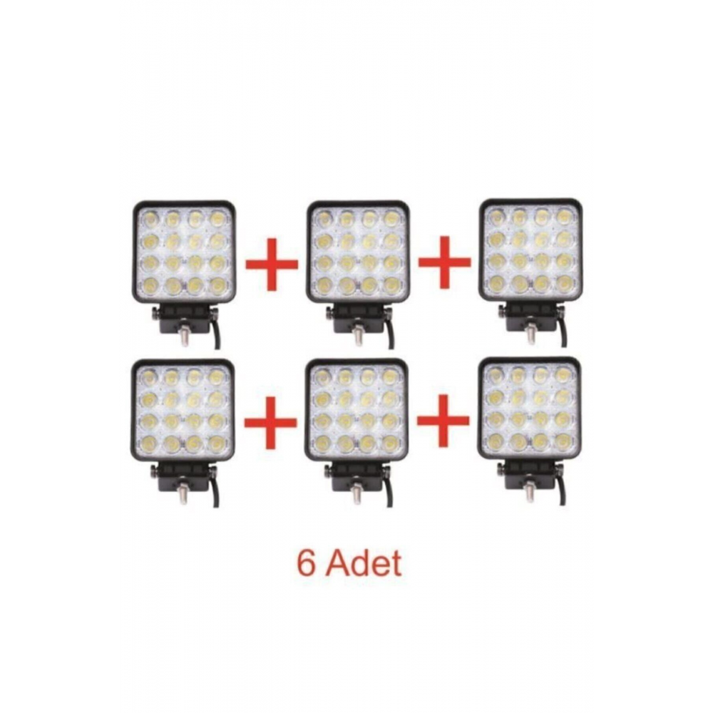 6 Adet 16 Led Kare Off Road Traktör Tir Kamyon Sis Fari Sis Lambasi Çalisma Lambasi Projektör