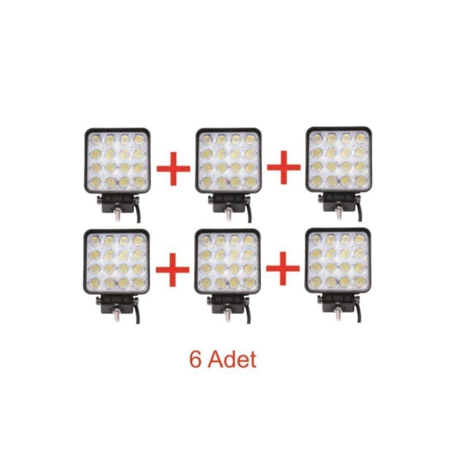 6 Adet 16 Led Kare Off Road Traktör Tir Kamyon Sis Fari Sis Lambasi Çalisma Lambasi Projektör