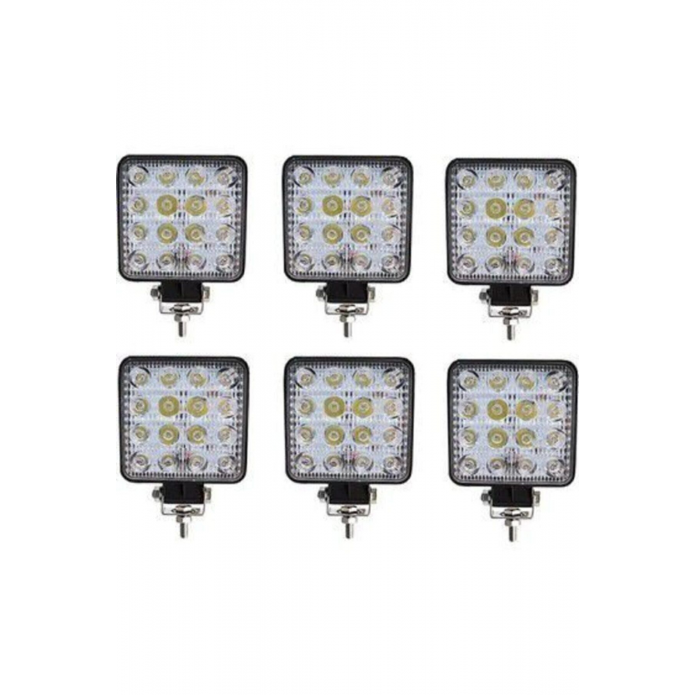 6 Adet 16 Led Kare Off Road Traktör Tir Kamyon Sis Fari Sis Lambasi Çalisma Lambasi Projektör