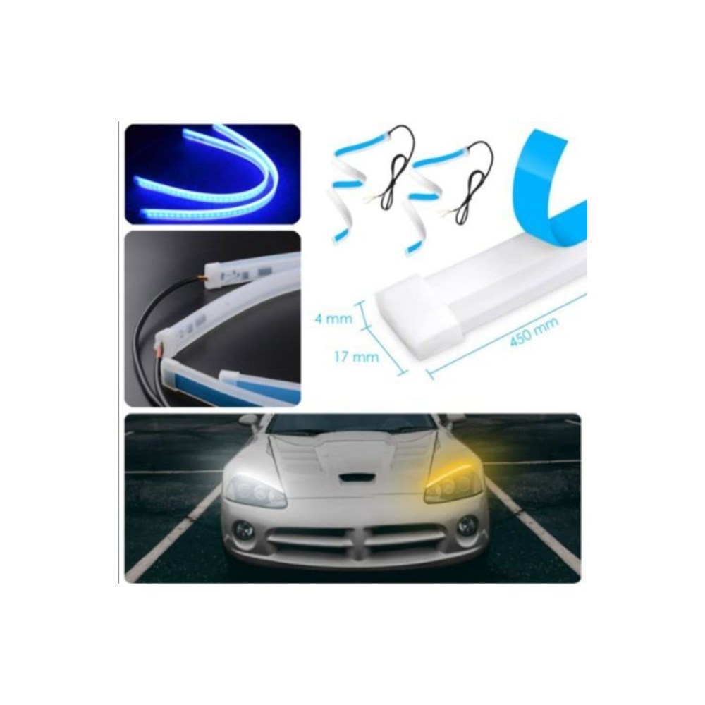 Far Içi Far Üstü Selamlamalı Sinyalli Beyaz - Turuncu Kayar Led 2'li Set 60 Cm