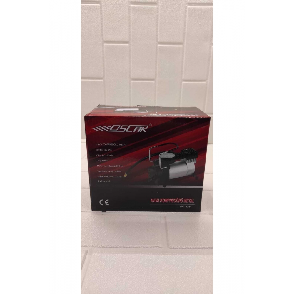 Araba Oto Araç Lastik Şişirme Pompası Metal Gövde Kompresör 150 Psi Çakmaklık Girişli