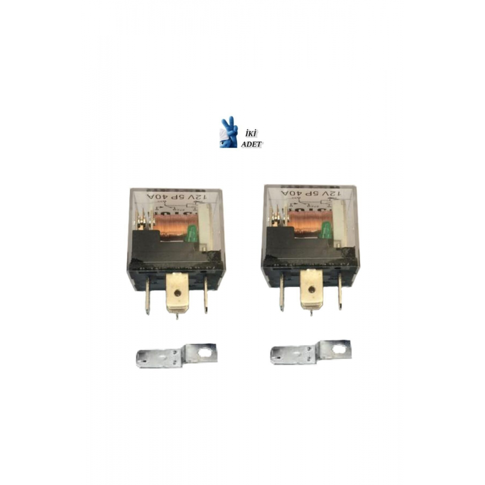 İki Adet Mini Role 12v. 5 Uçlu. 40 A. Far. Korna. Fan. Lpg Röle