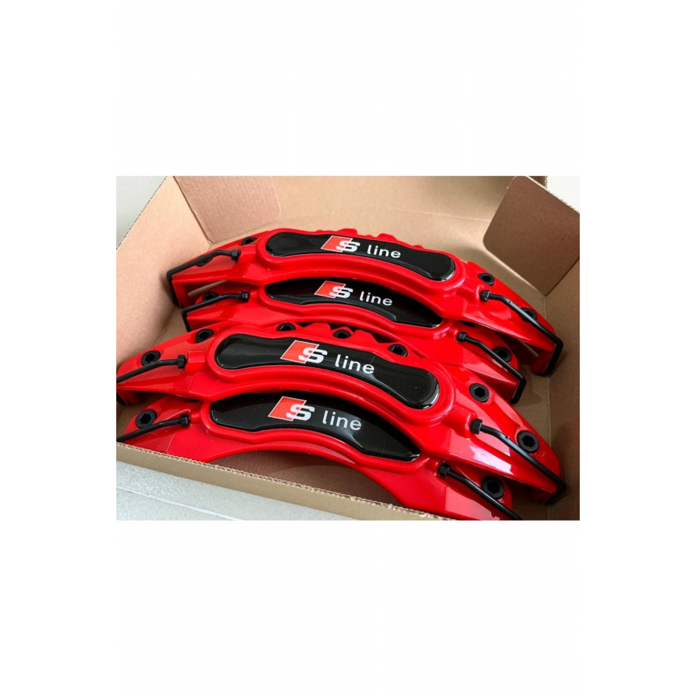 AUDİ S LİNE Logolu Kırmızı Kaliper Kapağı 4 ParçaUyumlu