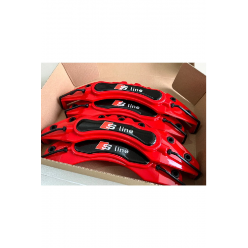 AUDİ S LİNE Logolu Kırmızı Kaliper Kapağı 4 ParçaUyumlu