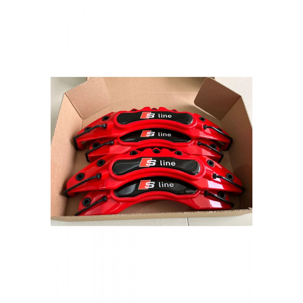 AUDİ S LİNE Logolu Kırmızı Kaliper Kapağı 4 ParçaUyumlu