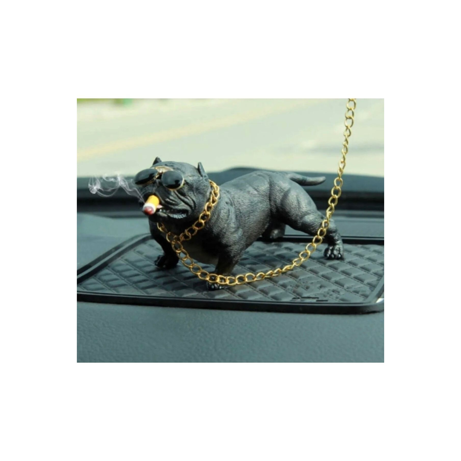 Araba Içi Torpido Üstü Siyah Simülasyon Pitbull Köpek Dekorasyon