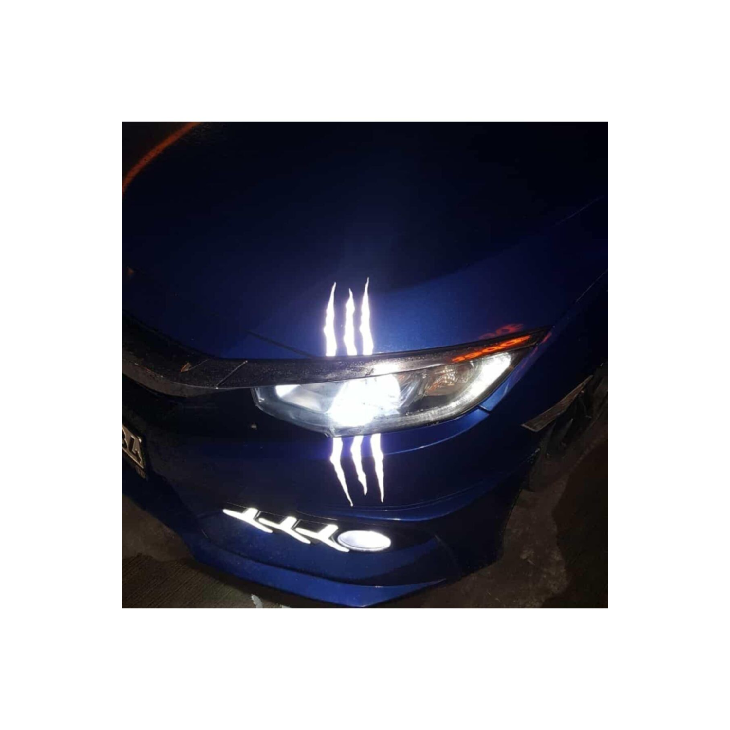 Monster 2 Far Için Reflektörlü Işıldak Yapıştırma Beyaz. Oto Sticker