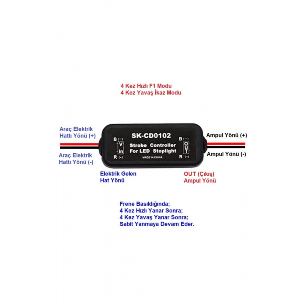 Stop Fren Modül Led Ampul Uyumlu 12v Özel Üretim 4 Kez F1 4 Kez Yavaş