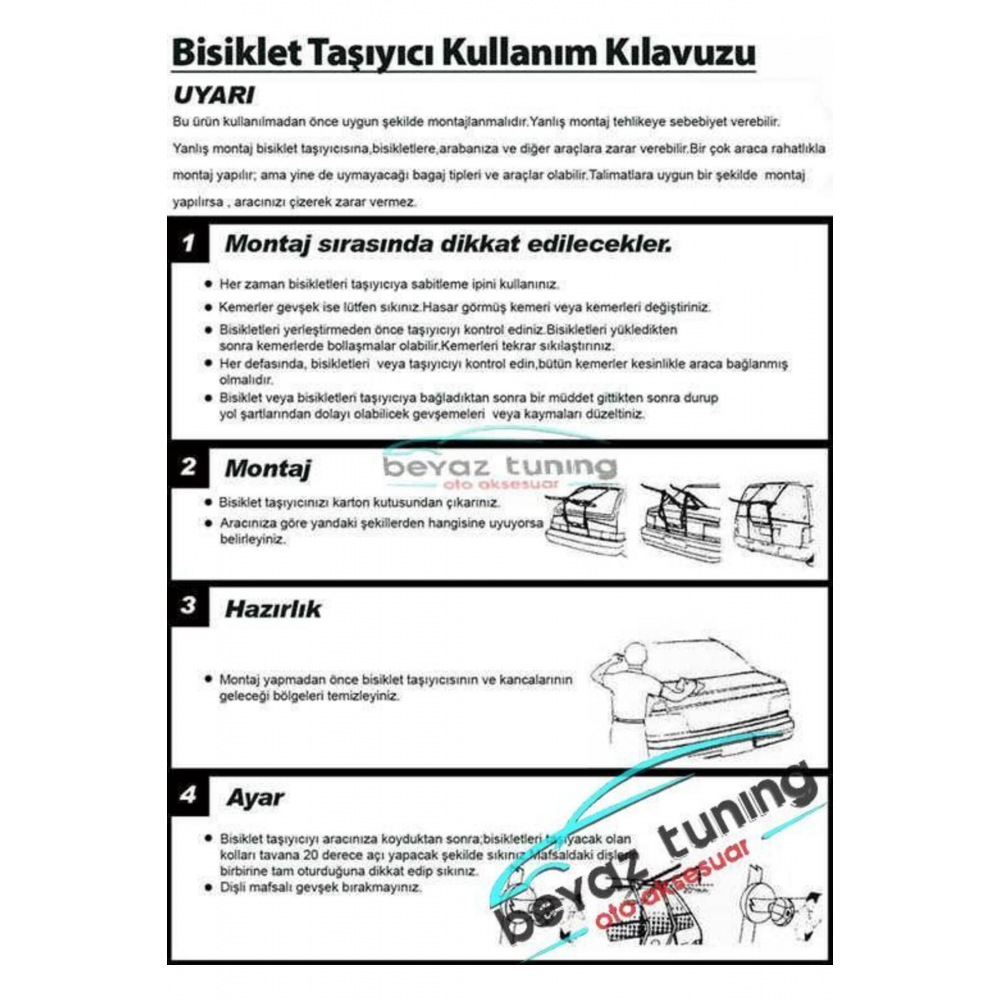 Oto Araç Bisiklet Taşıma Aparatı 2 Bisiklet Kapasiteli