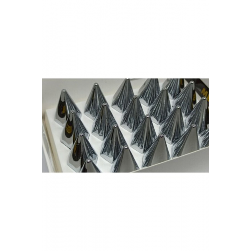 Üniveral 19mm Nikelaj Krom 20 Adet Sivri Bijon Kapağı Seti