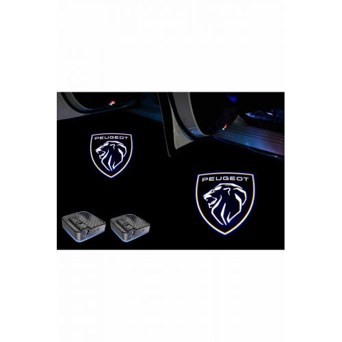 Peugeot New Yeni Logo Araçlar İçin Pilli Yapıştırmalı Kapı Altı Led Logo-Projektör