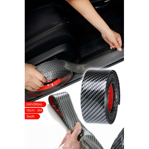 Kapı Eşiği Tampon Koruma Bagaj Eşiği 5 Metre Karbon Siyah Yapıştırma