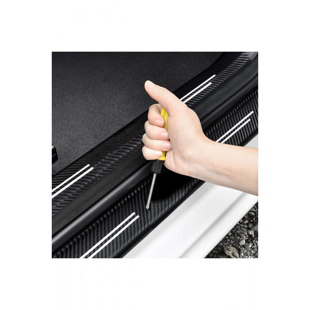 FORD Logolu UV Baskılı Karbon Kapı Eşiği Koruyucu Suni Deri 4'lü Set