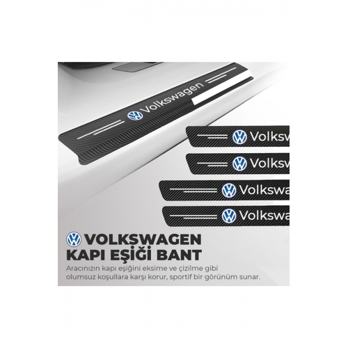 Volkswagen Logolu Karbon Kapı Eşiği Koruyucu Bant Folyo 4'lü Set