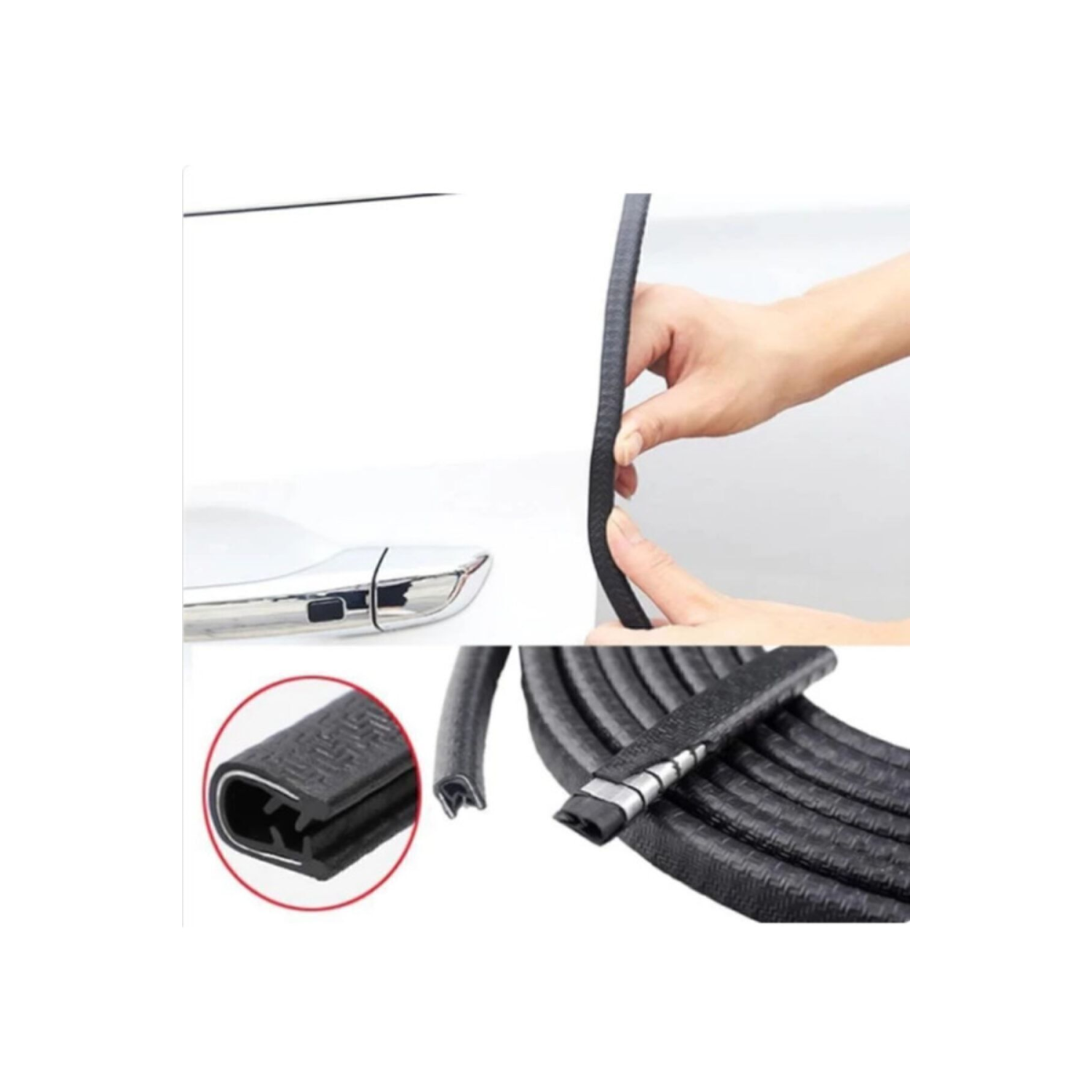 Oto Araç Kapı Koruma Fitili 5metre Parlak Siyah Renk Çarpma Çizilme Önleyici Fitil