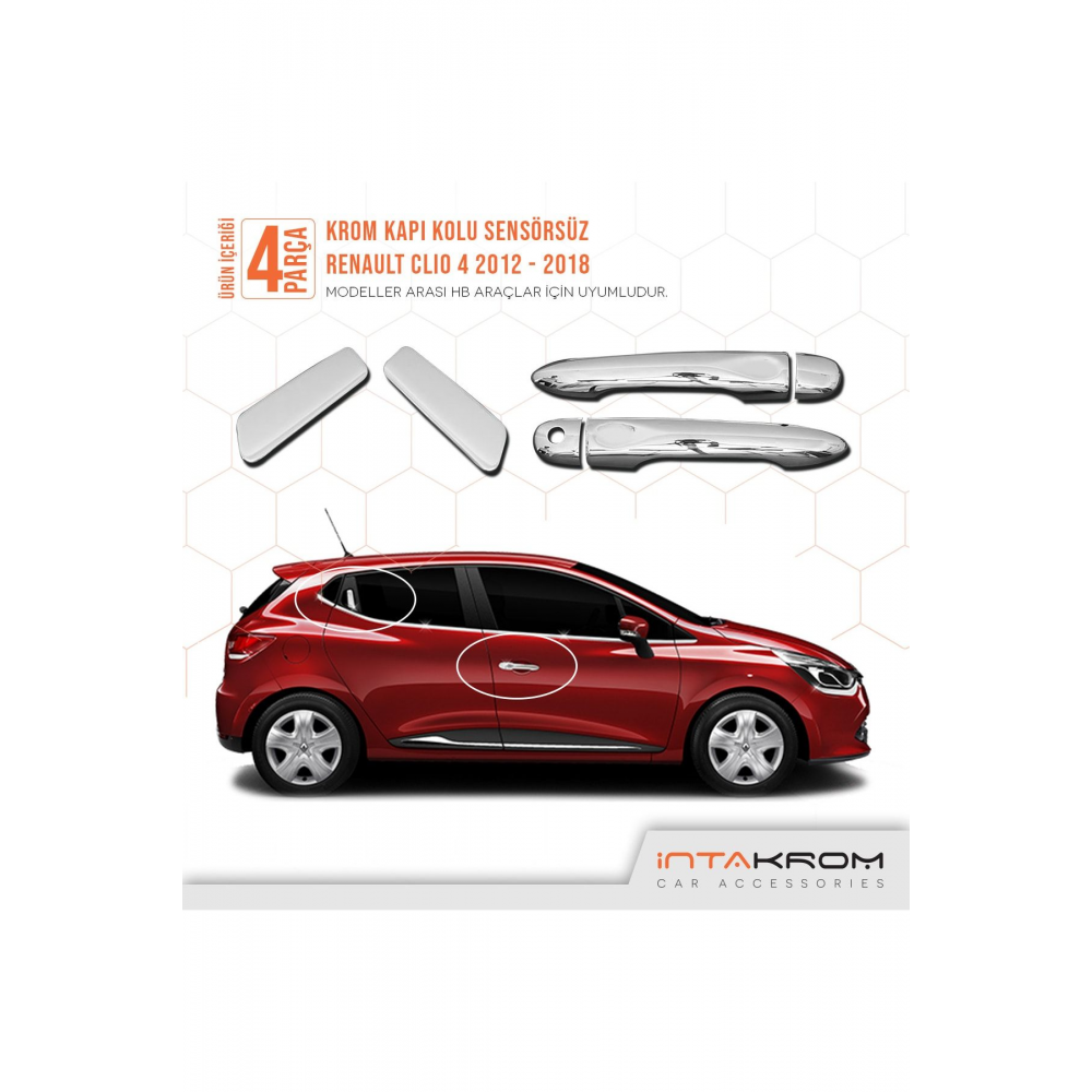 Renault Clio 4 Krom Kapı Kolu - 4 Parça Sensörsüz