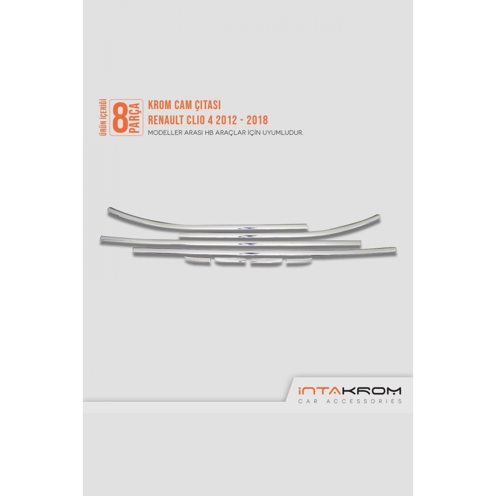 Renault Clio 4 Krom Cam Çıtası 8 Parça 2012 -2020 / Hb