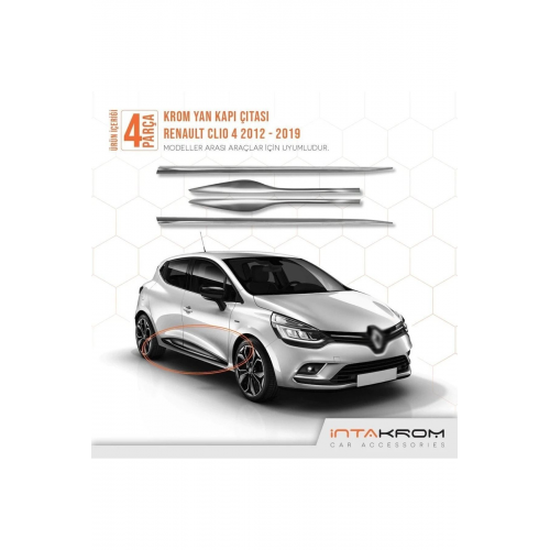 Renault Clio 4 Krom Yan Kapı Çıtası 4 Parça 2012-2019 - Hb-sw