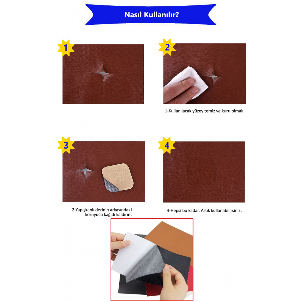 Yapışkanlı Gerçek Suni Deri 45x100 Cm Renk Seçenekli Siyah