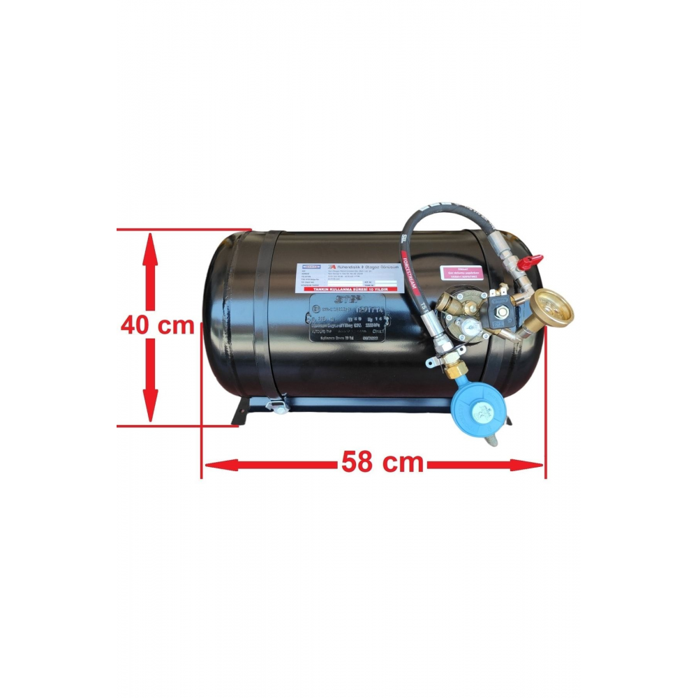 Karavan Lpg Tankı Yatay 40 Litre Tak Kullan Hazır Set