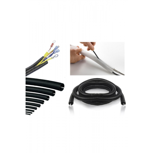 1 Metre 10mm Siyah Renk Kablo Tesisat Gizleme Düzenleme Hortumu Yarıklı Hortum