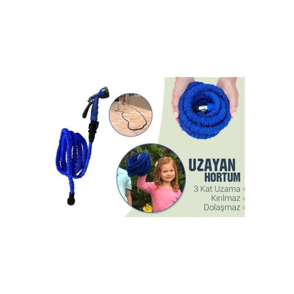 22.5 Metre Uzayan Bahçe Sulama Araç   Uyumlu  Yıkama Hortumu 7 Kademeli Başlık Tabanca
