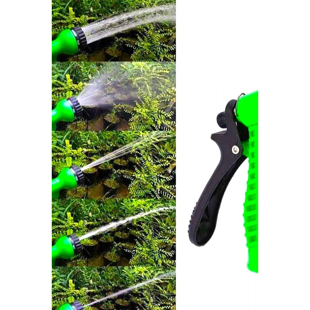 Sihirli Uzayan Hortum 15 Metre Tabancalı Bahçe Sulama Araç Yıkama Hortumu 7 Kademeli Başlık