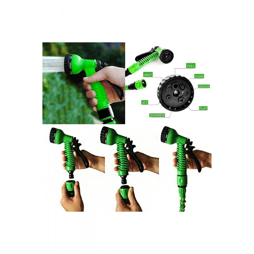 Tabancalı Sihirli Uzayan Hortum 30 Metre Bahçe Sulama Araç Yıkama Hortumu 7 Kademeli Başlık A Kalite