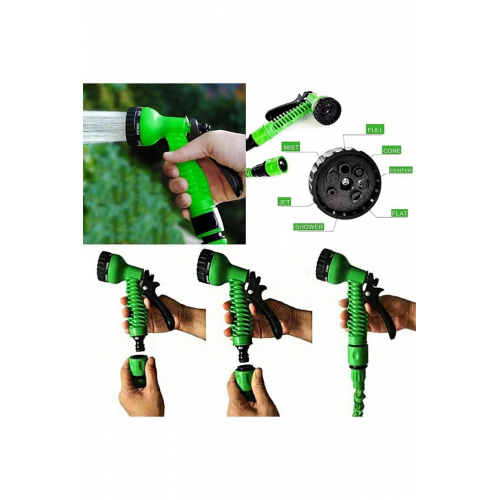 Tabancalı Sihirli Uzayan Hortum 30 Metre Bahçe Sulama Araç Yıkama Hortumu 7 Kademeli Başlık A Kalite