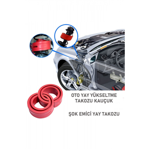 Oto Süspansiyon Şok Emici Yay Takozu Kırmızı Uyumlu 35-40mm Yay Arası B