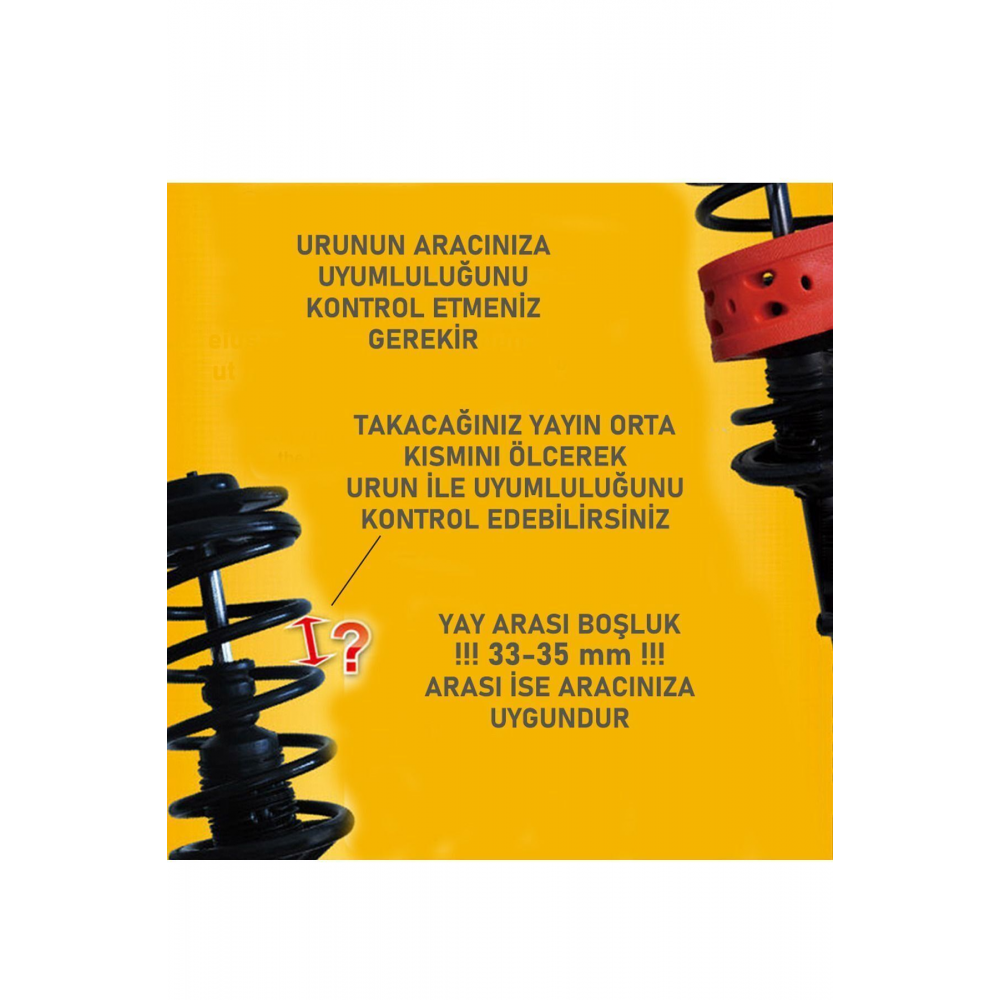 Oto Süspansiyon Şok Emici Yay Takozu Kırmızı Uyumlu 35-40mm Yay Arası B