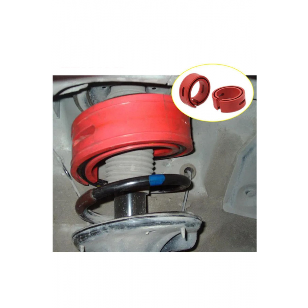 Oto Süspansiyon Şok Emici Yay Takozu Kırmızı Uyumlu 35-40mm Yay Arası B