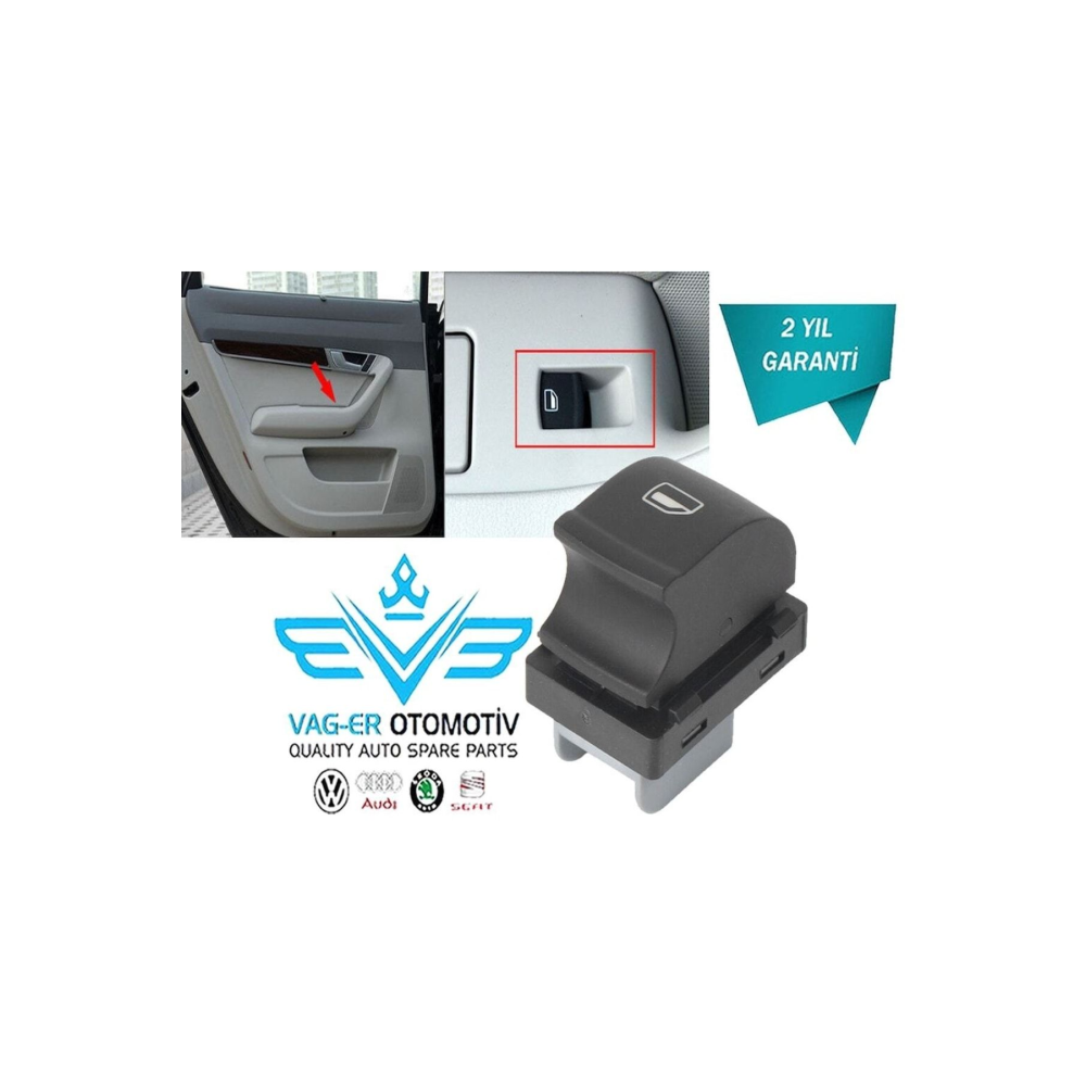Audi Q7 2007-2015 Arka Sol Cam Açma Kapama Düğmesi Tuşu 4f0959855